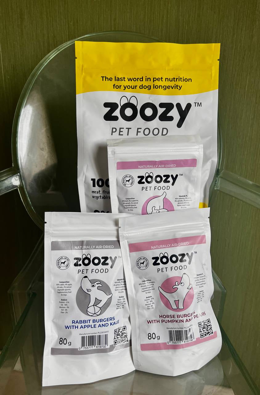 Unopened Zoozy Beef Menu pack – high-protein, natural beef food for dogs, no artificial additives"