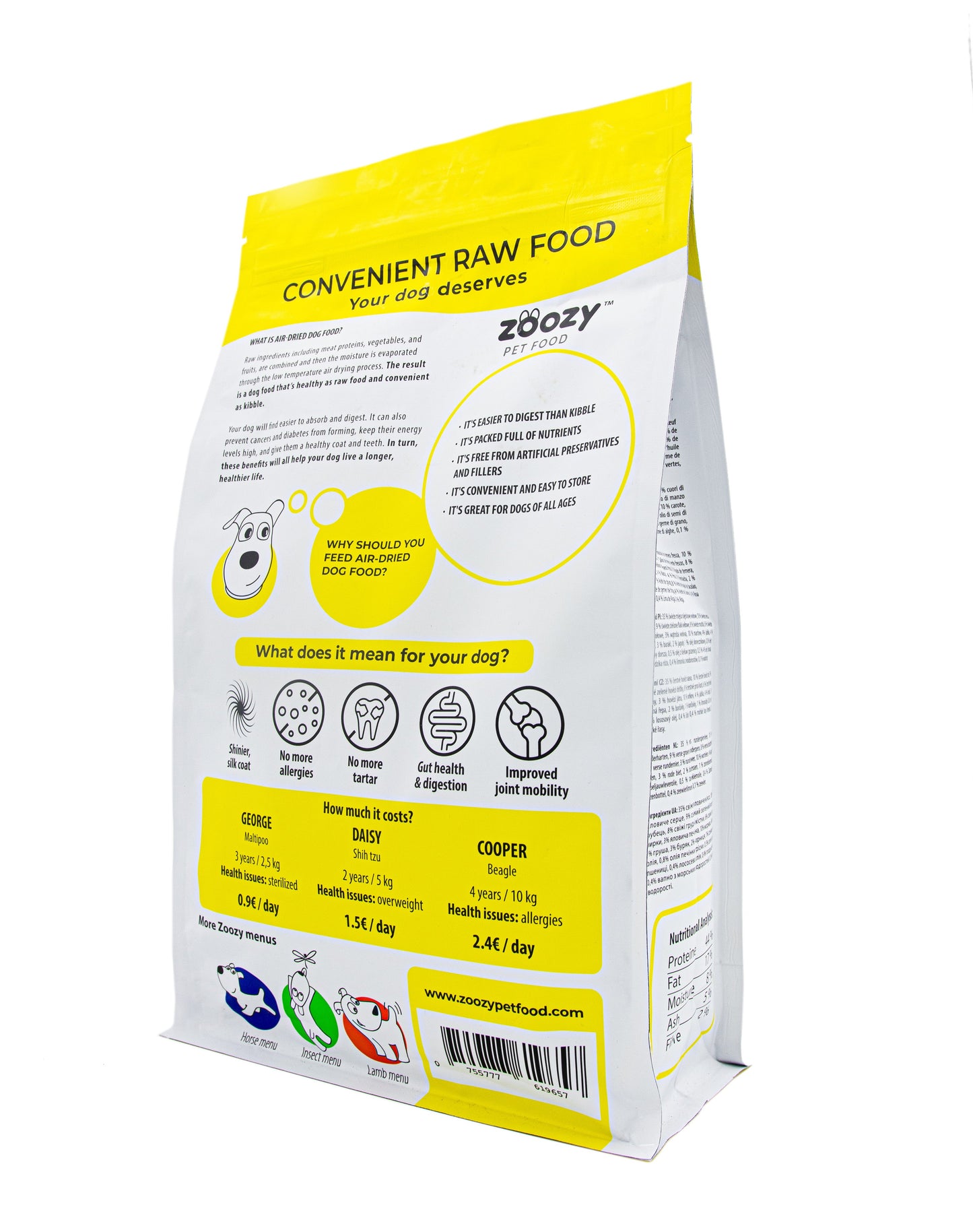 Dog enjoying Zoozy Beef Menu – delicious, meaty wet food with essential nutrients for active dogs